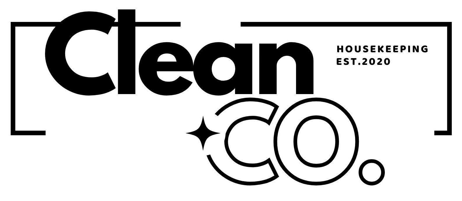 Clean Co. Housekeeping logo established 2020 with black text and decorative elements